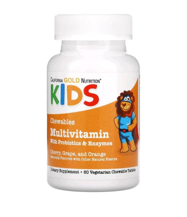 California Gold Nutrition Kids Chewable Multivitamin with Probiotics & Enzymes.