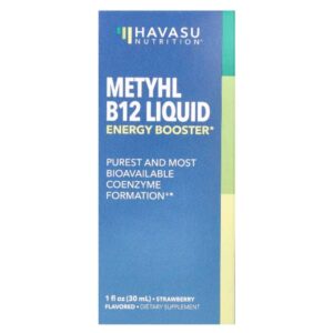 HAVASU Methyl B12 Liquid, Strawberry, 1 fl oz (30 ml)