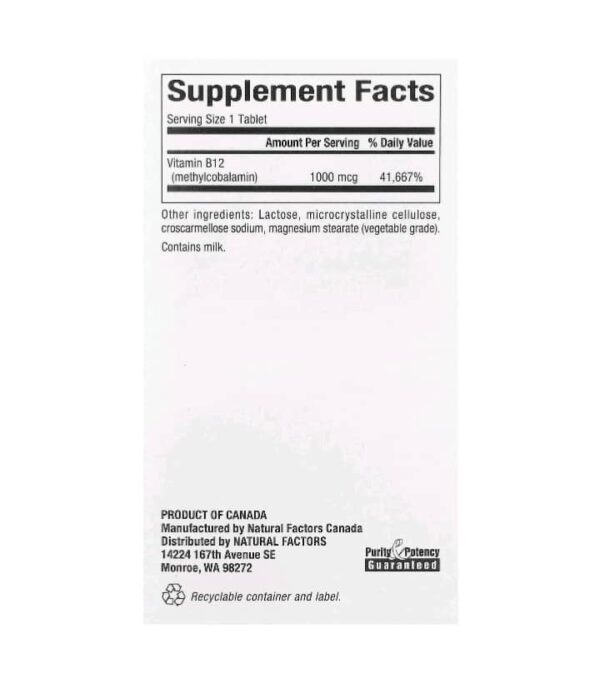 fc9274d4-7fda-423b-98cc-e6cfb5b861b0 Natural Factor Methyl B12: 1000mcg, 90 Tablets